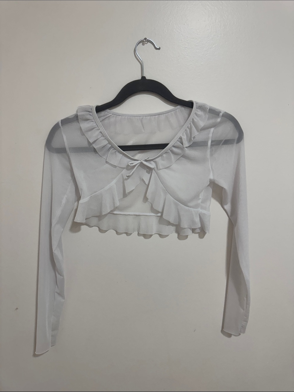 SHEIN White Sheer Ruffle Bolero Shrug for Kids